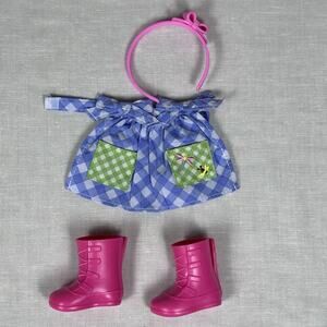 American Girl Doll Wellie Wishers clothes only Gardening apron headbands & boots